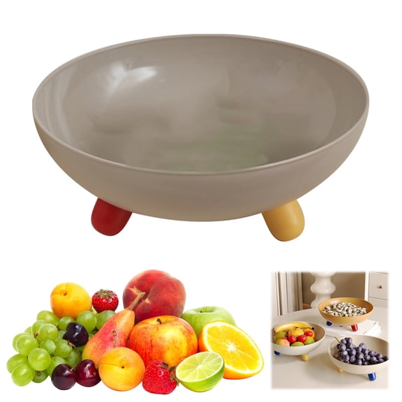 PLJFXXM Fruit Bowl for Kitchen Counter, 26cm Plastic Bowl, Centerpiece Table Decorations, Fruit Basket for Countertop Decor & Coffee Table Décor, Pedestal Bowl (Gray)
