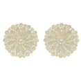 thumbnail image 1 of PLJFXXM Gold Round Placemats Flower Metallic Circle Vinyl Place Mats 7.8 Inch Wipeable Hollow Out Table Mat for Anniversary Wedding Events Kitchen (2PCS), 1 of 9