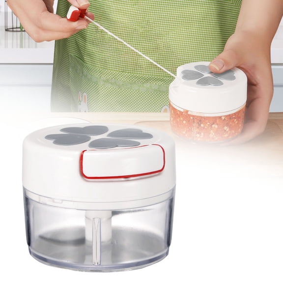 PLJFXXM Manual Garlic Mincer Chopper | Portable Hand Pull String Vegetable Chopper | Compact Stainless Steel Chopper for Veggies, Nuts, Onion, etc (Gray)