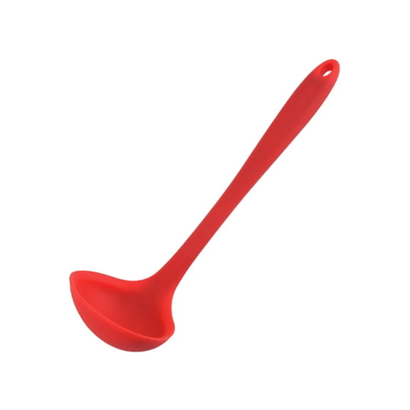 PLJFXXM Silicone Soup Ladle, 600ºF Heat Resistant, Non-stick Seamless Rubber Kitchen Deep Serving Spoon with Non Slip Solid Long Handle for Cooking Sauce/Stews/Gravies/Chili (Black)
