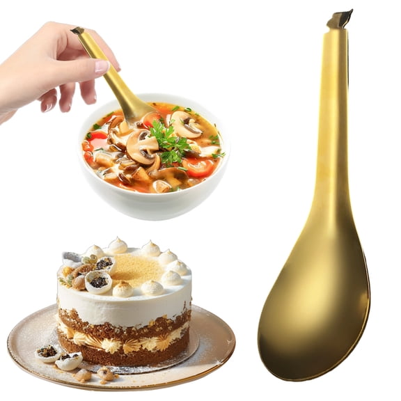 PLJFXXM Soup Spoons Stainless Steel Dinner Spoon of Mirror Polished Asian Soup Spoons for Bouillon Dessert Cereal Thai Miso Ramen (Silver)