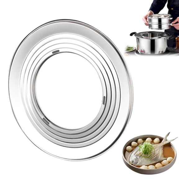 PLJFXXM Stainless Steel Steamer Ring, Fits 7 to 10-Inch Bamboo Steamer Baskets, Steaming Adapter for Asian Food, Cooking for Dumpling, Dim Sum, Rice, Veggie, Vegetable, Steam Pot