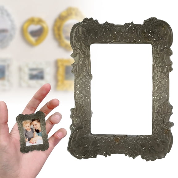 PLJFXXM Vintage Plastic Picture Frame 1PCS Mini Black Picture Frames Small Antique Ornaments Table Top Jewelry Display Heart Oval Rectangle Gothic Frames Photography Holder for DIY Photo