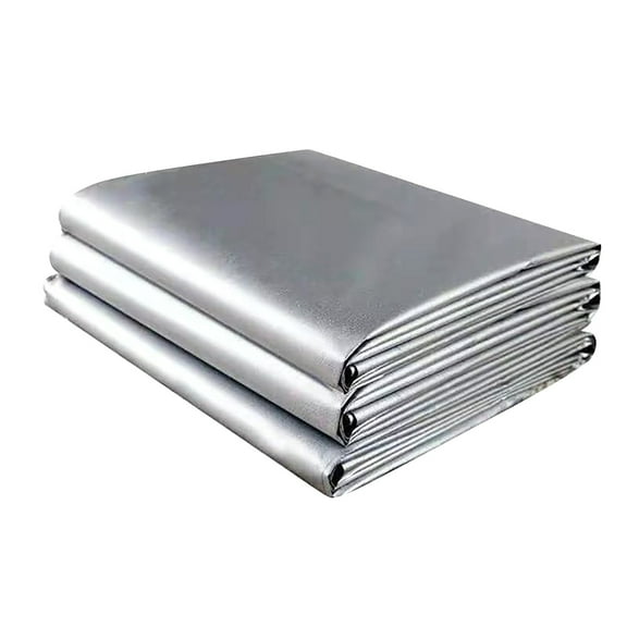 PLJFXXM Waterproof 79x59inch Silver Canvas Double Coating Cover, UV & Rip Resistant Tarpaulin, Blackout Drapery Shade Fabric for Roof, Patio, Camping, Boat, Pool