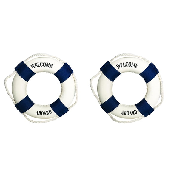 PLJFXXM Welcome Aboard Life Ring Large Life Preserver Ring Decorative Nautical Party Decorations Cruise Ship Decorations Lifebuoy Wall Hanging Decor for Home Wall Window, Blue,2PCS