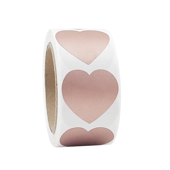 PLJFXXM White Heart Stickers Roll 1 Inch Valentine's Day Love Shape Labels Waterproof Removable for Craft Envelopes Boxes Gift Tags Bags Wedding 500 PCS (Pink) ()