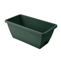 PLJFXXM Window Box Planter, 1 Pack Plastic Vegetable Flower Planters Boxes 14 Inches Rectangular Flower Pots with Saucers for Indoor Outdoor Garden, Patio, Home Decor(Army Green)