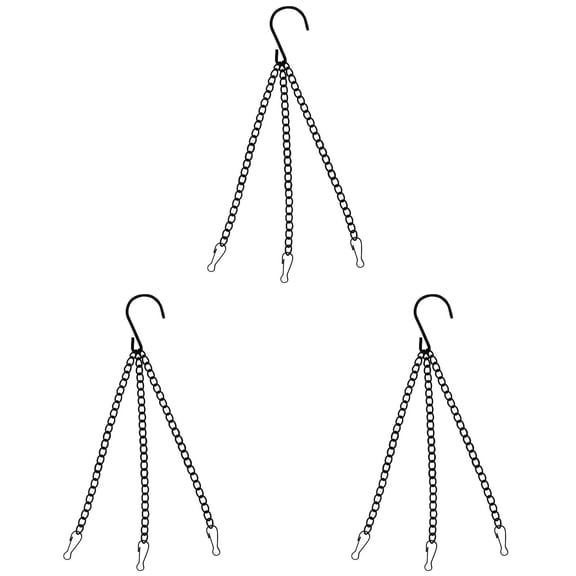 PLJFXXM3 Pack 10 Inch Hanging Baskets Chain, Hanging Chains with Clips and Hooks Flower Pot Chain Replacement Plant Hangers for Planters, Bird Feeders and Lanterns (Black)