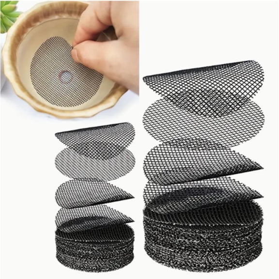 PLJFXXM50PCs 2.5Cm Black Round PP Plastic Flower Pot Hole Mesh Pad Bottom Grid Mat Bonsai Drainage mesh Hole Screens Gasket Prevent Soil Loss Breathable Gasket Drainage Netting for Bonsai