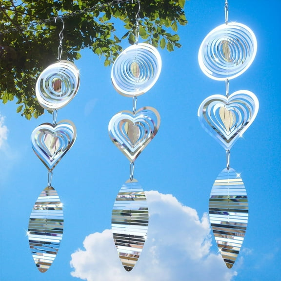 PLJFXXMBird Deterrents for Outside, Reflective 3D Stainless Steel Wind Spinners, Garden Decor, Bird Scare Devices to Keep Woodpeckers, Pigeons Away from Your House, Patio, Orchards