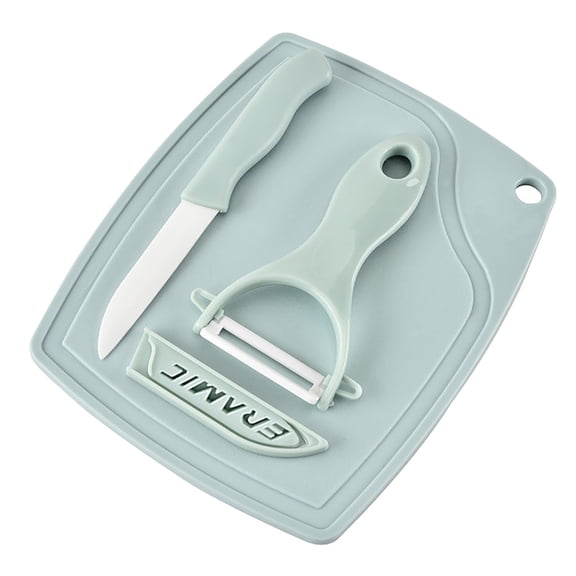 PLJFXXMBlue Ceramic Fruit Knife PP Rust Proof Kitchen Cutlery Three-piece Cutting Paring Fruit Peeler Kitchen Set with Sheaths Cutlery Knife for Fruits vegetables and Boneless Meat 1set
