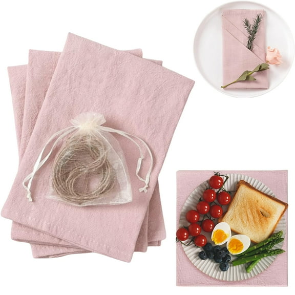 PLJFXXM Dinner Napkins Fall Pink Thanksgiving Cheese Cloths Gauze Boho Washable Dinner Table Napkins for Wedding Party Baby Shower Birthday Party Decor