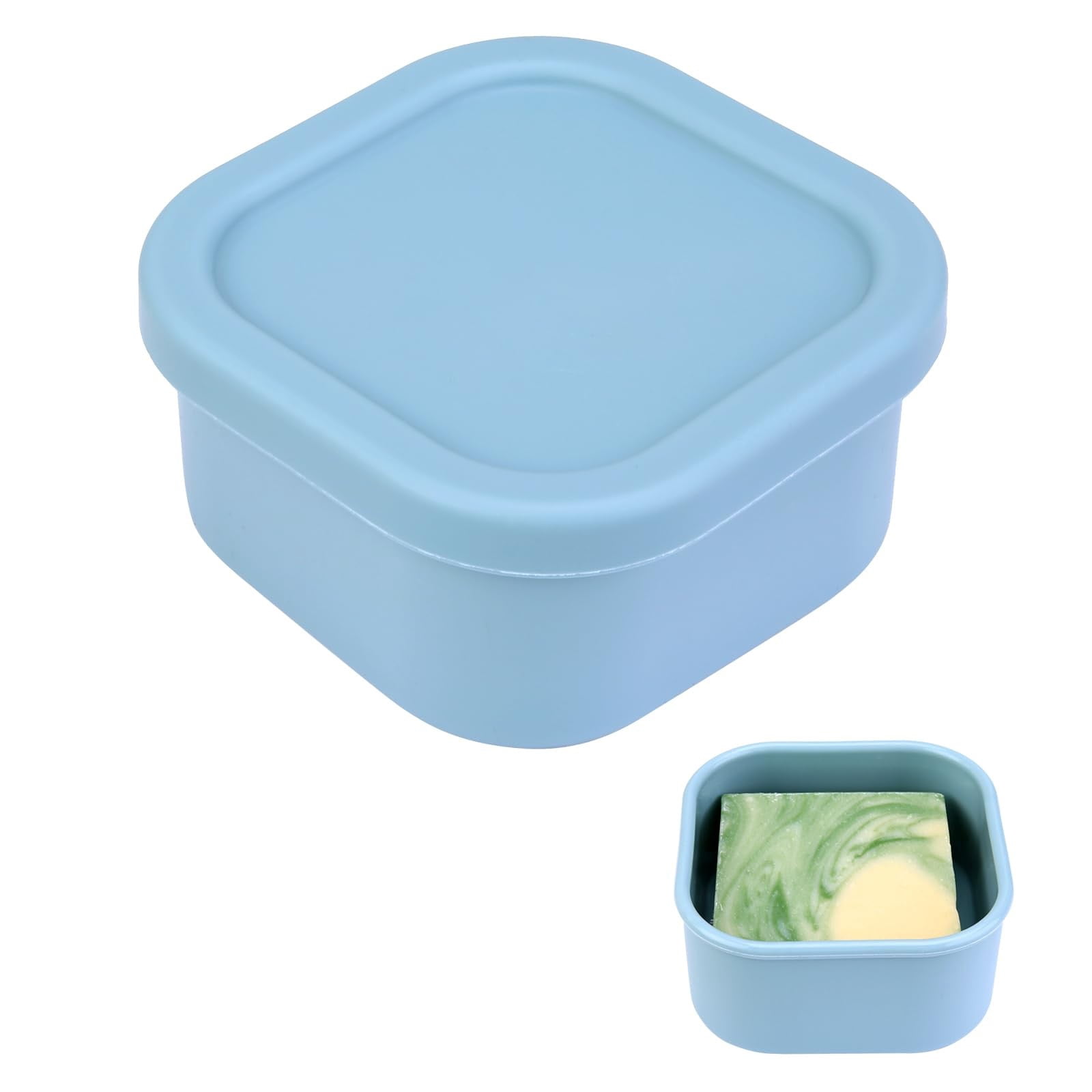 PLJFXXM Square Silicone Travel Soap Case, 3.15x3.15'' Leakproof Soap ...