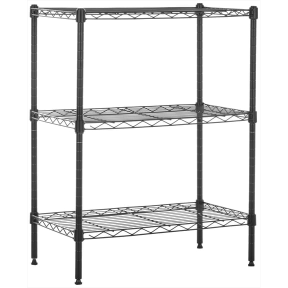 PLKJYEHD Three-layer adjustable heavy-duty steel wire shelf storage cabinet with storage space, versatile and easy to use in the kitchen or garage, black