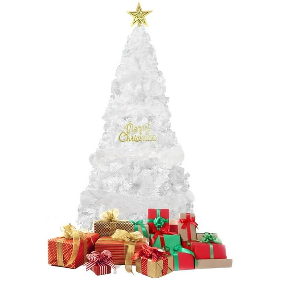 PLKO 6FT White Artificial Christmas Tree with Metal Stand