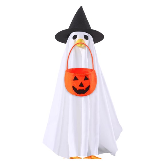 PLLFRLRT Halloween Goose Outfit Yard Decorations Lawn Porch Cloths 23Inch Ghost Gooses Outfits Halloween Outdoor Garden Decors