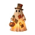 thumbnail image 1 of PLLFRLRT Patchwork Ghost Lamp with Pumpkin Halloween Decorations Indoor Living Room Tabletop Decors Rustic Fall Figurines, 1 of 4