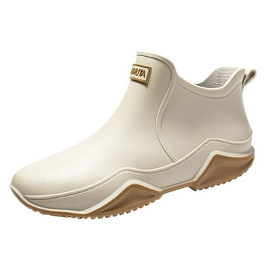 PLLFRLRT Rain Boots For Women Waterproof Ankle Garden Rainboot Tall Rubber Rain Boots Rainboots Boots Women Ankle Slip On Rain Shoe,White,10