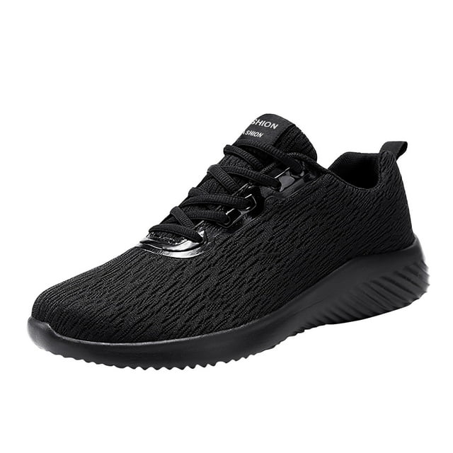 PLLFRLRT Walking Shoes for Men All Black Sneakers Athletic Shoes Lace ...