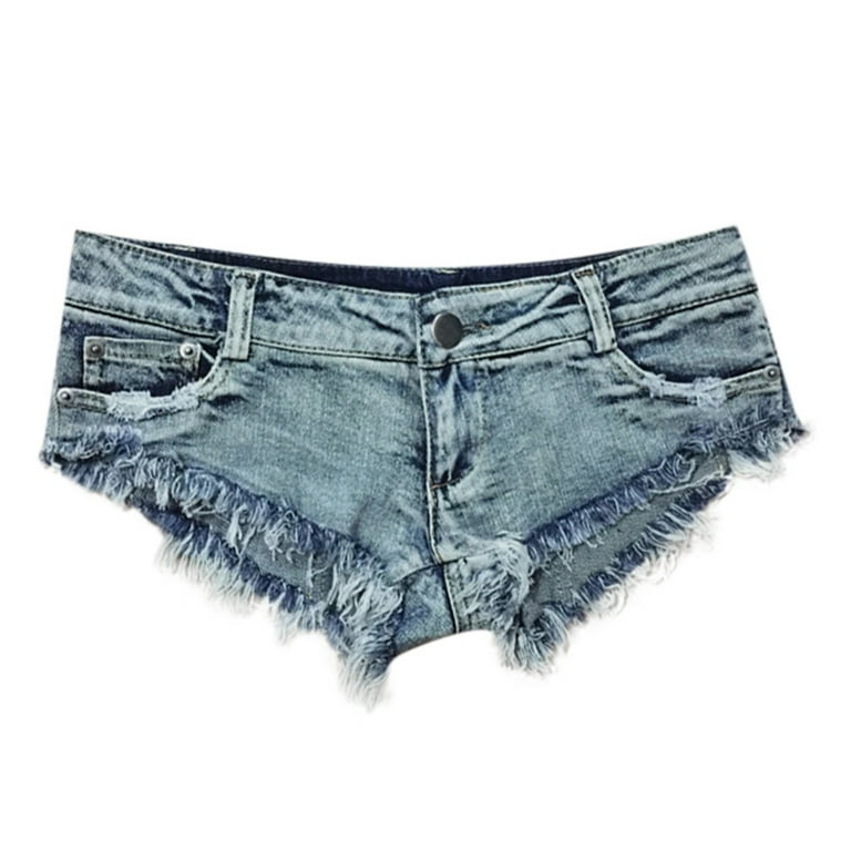 PLLFRLRT Womens Sexy Cut Off Low Waist Denim Jeans Shorts Mini