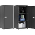 thumbnail image 1 of PLMFJQK Metal Locker Storage Cabinet with 1 Doors, Pantry with Shelves, Storage Cabinet with Adjustable Leveling Foot for Kitchen, Employees, Office,Locker,Black,34.5"*15.75"*13.78",Black, 1 of 7