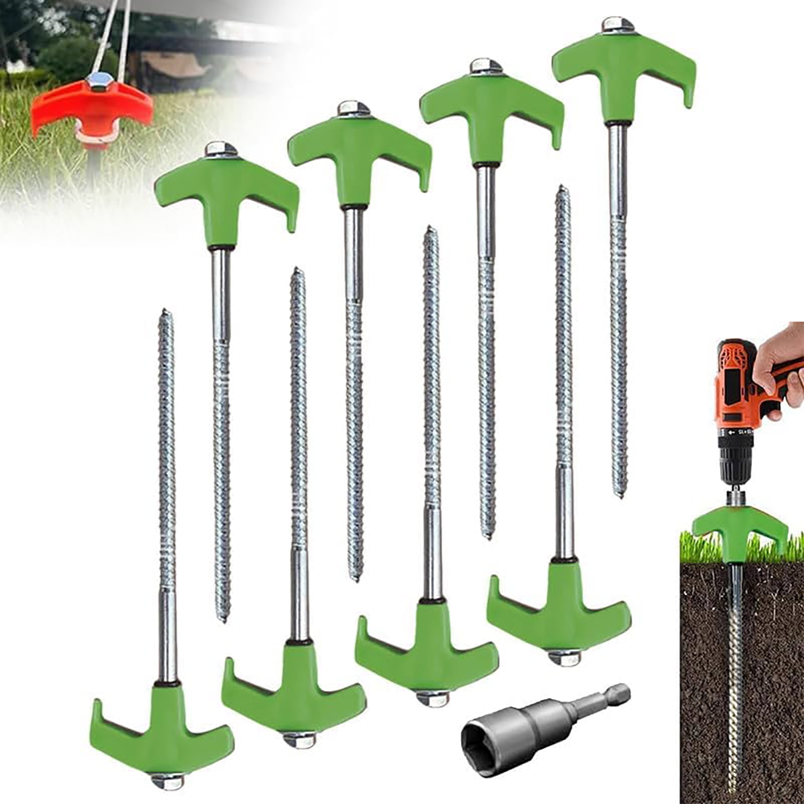 PLNQQB 8" Screw in Tent Stakes Ground Anchors Screw in, Upgraded