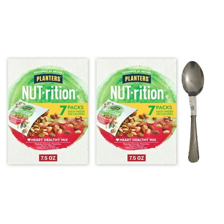 PLNTERS NUT-RITION Heart Healthy Nut Mix, Mixed Nuts, 1 oz Plastic Package (7 Ct 7.5 oz Cardboard 2 Box) With Spoon