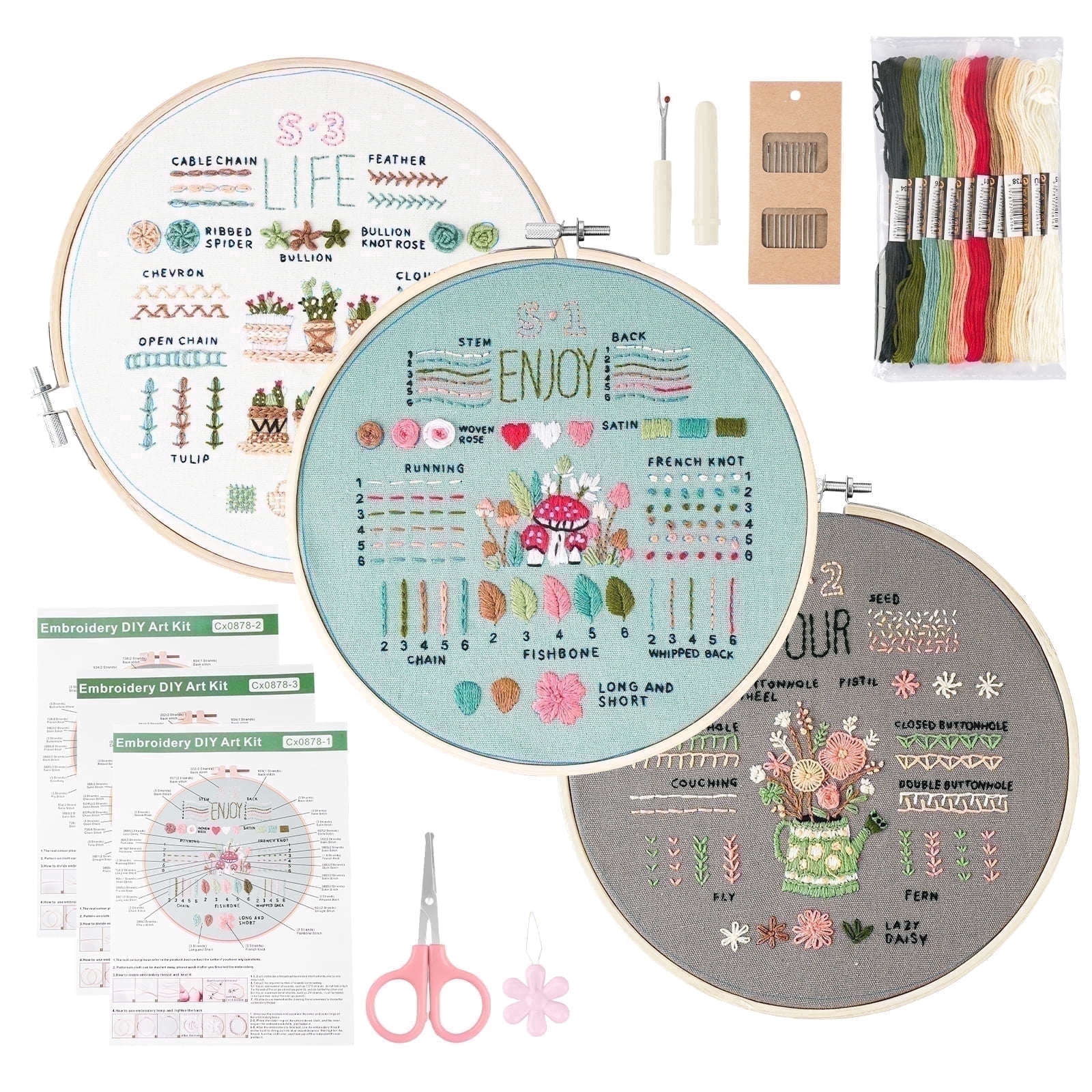 Handmade Hoop PLNYA Embroidery Kit for Beginners β Handmade Craft Set with Practice ...