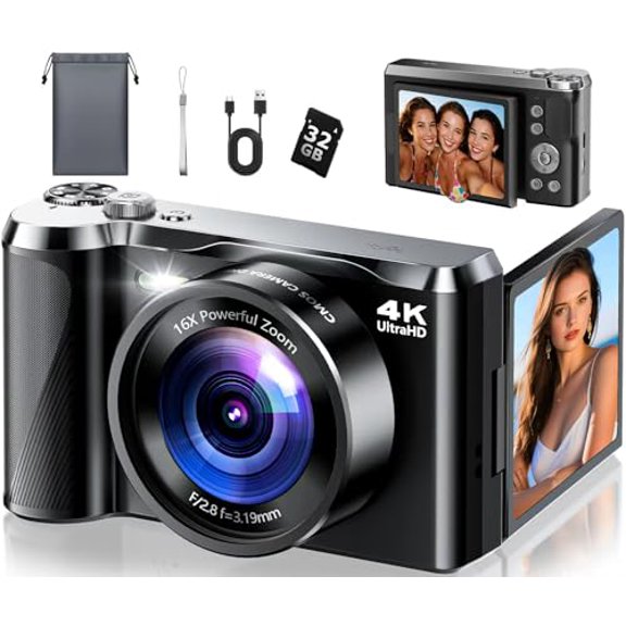 PLOOMEN 4K DIGITAL CAMERA PHOTOGRAPHY 56MP AUTOFOCUS VLOGGING CAMERA - BLACK