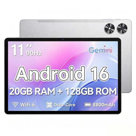 SHARECLOUD 11 Inch Tablet, Android 16 Tablet with Gemini, 8800mAh, 20GB RAM+128GB ROM, Octa-Core T7250, 90Hz Display, 8MP+13MP, BT5.0+WiFi, Gray