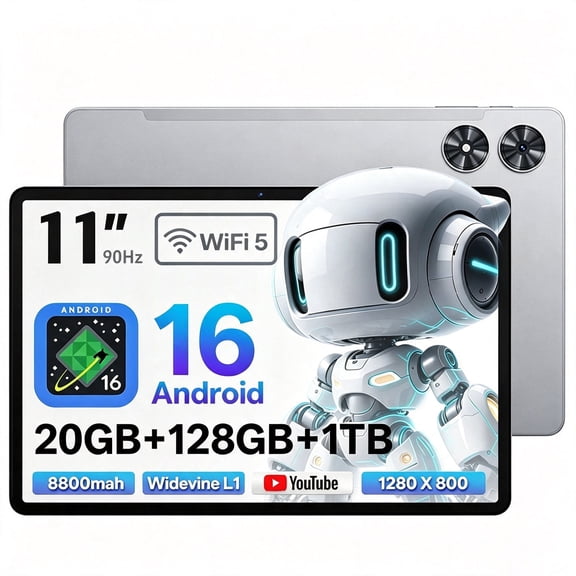 SHARECLOUD 11 inch Tablet, Android 16 Tablet, 20GB RAM+128GB ROM/1TB Expand, Octa-Core,8800mAh, 90Hz Display, BT5.0+WiFi, Gray