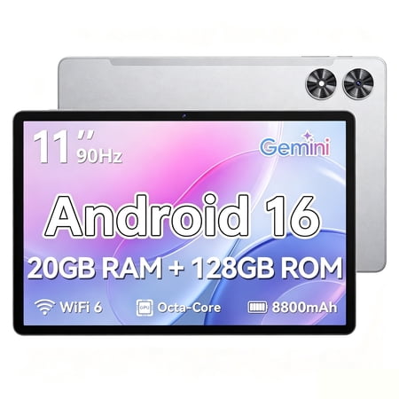 SHARECLOUD 11 inch Tablet, Android 16 Tablet, 20GB RAM+128GB ROM/1TB Expand, Octa-Core,8800mAh, 90Hz Display, BT5.0+WiFi, Gray