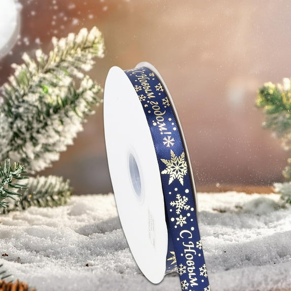 PLPPYFS 1 Rolls 75FT Christmas Ribbon for Gift Wrapping, 3/4 Inch Snowflake Santa Christmas Wrapping Ribbon Printed Grosgrain Satin Holiday Ribbons for Xmas Decoration DIY Crafts