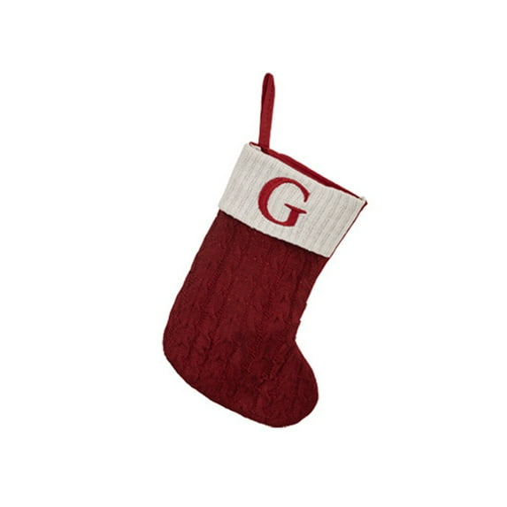 PLPPYFS 11.8 Inches Initial Monogrammed Christmas Stocking Personalized, Knitted Christmas Stockings, Embroidered Letter Christmas Stocking Decorations for Family Christmas Holiday Party Decor