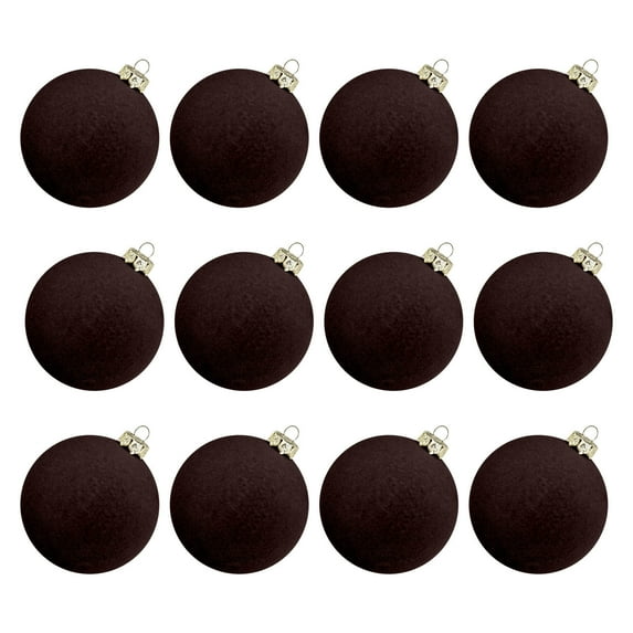 PLPPYFS 15 Pcs Velvet Christmas Balls Bulk Flocked Christmas Tree Ball Ornaments Plastic Xmas Decorative Hanging Ornaments, 2.36 inch Christmas Tree Ornaments Velvet Balls, for Christmas 2025