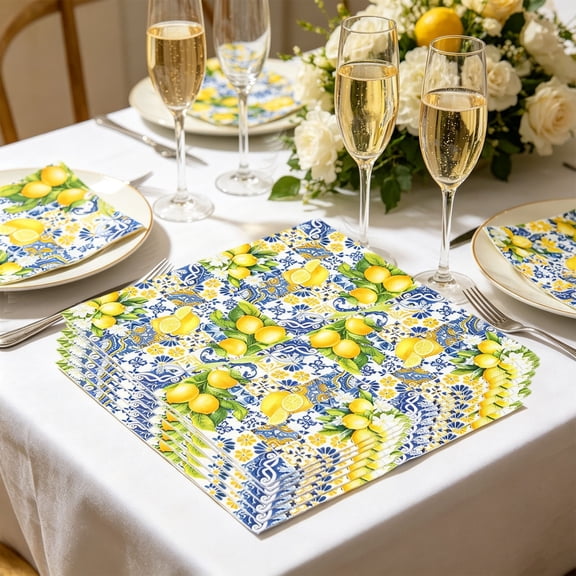 PLPPYFS 20 Pack Lemon Paper Napkins Yellow Lemons Party Paper Hand Towels Disposable Lemonade Napkins for Lemonade Theme Birthday Party Wedding Shower Supplies Lemon Table Decorations