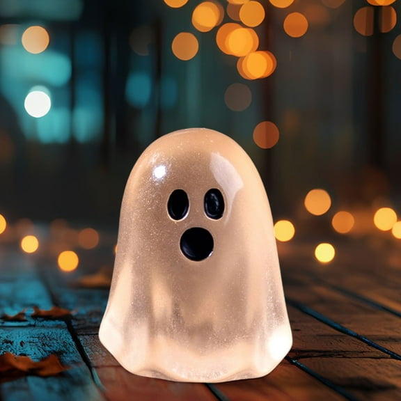 PLPPYFS 20 Pcs Luminous Mini Resin Ghost Halloween Cute Miniature Ghost Figurines Glow in Dark Small Figurines Tree Garden Statue for Outdoor House Landscape Party Accessories