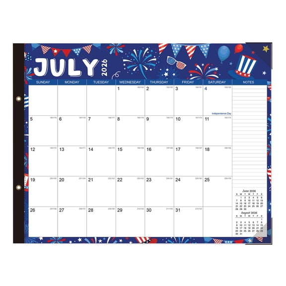 PLPPYFS 2026-2027 Desk Calendar, 18 Months Desk Calendar Jul 2026 - Dec 2027, 4th of July Wall Calendar, 17" 22" Desktop Calendar with Ruled Blocks, Corner Protectors, Thick Paper for Home Office