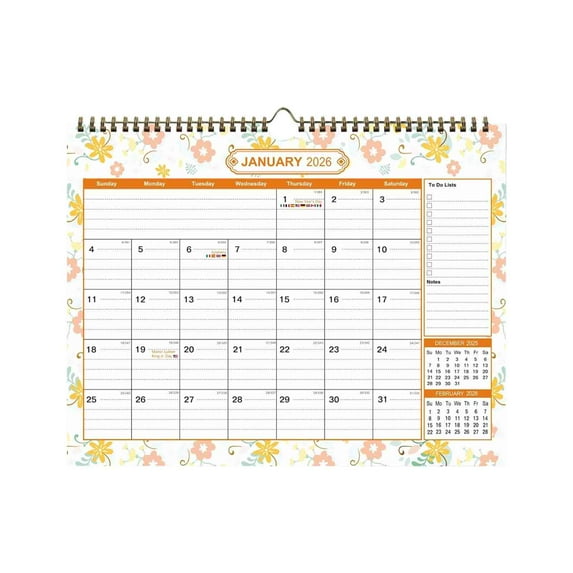 PLPPYFS 2026-2027 Wall Calendar - Jan 2026 - June 2027, 18 Months Hanging Monthly Calendar 2026, 15" x 11.8", Twin-Wire Binding, Julian Dates, Large Block, Notes, To-do List, Perfect for Organizing