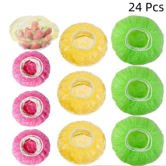 PLPPYFS 24 Pcs 3 Size Reusable Elastic Food Bowl Covers Kitchen Storage Lids Fresh Keeping For Fruit Or Bowls Cups Food Storage Covers Plastic Bowl Covers for Food Storage