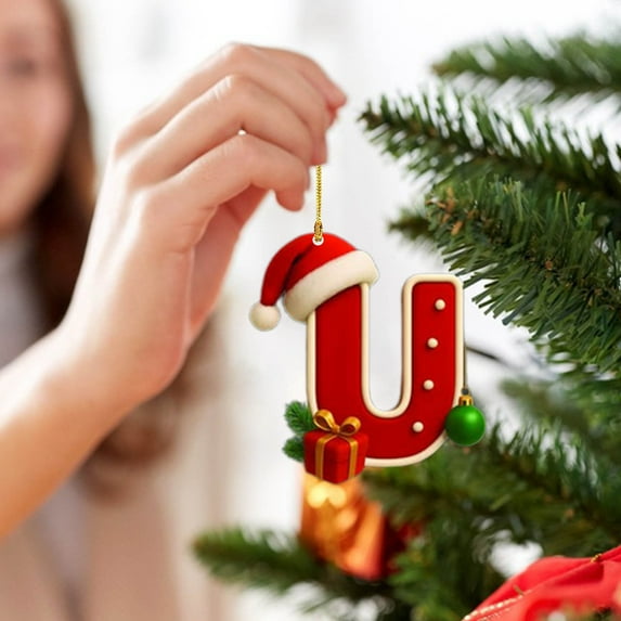 PLPPYFS 26 Letter Ornaments Christmas Tree Decorations Personalized Christmas Letter Christmas Tree Hanging Pendant Xmas Alphabet Letters, 2025 Christmas Letters Ornaments A-Z Ornament Letters Decor