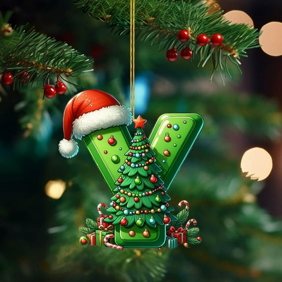 PLPPYFS 26 Letter Ornaments Christmas Tree Decorations Personalized Christmas Letter Christmas Tree Hanging Pendant Xmas Alphabet Letters, 2025 Christmas Letters Ornaments A-Z Ornament Letters Decor