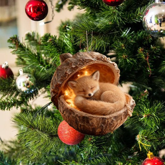 PLPPYFS 2D Christmas Decorations, Cozy Forest Christmas Ornaments, Pine Cone Animal Christmas Tree Hangning Ornaments, Cute Hanging Ornaments for Christmas Tree, Christmas Decor Indoors Home Party