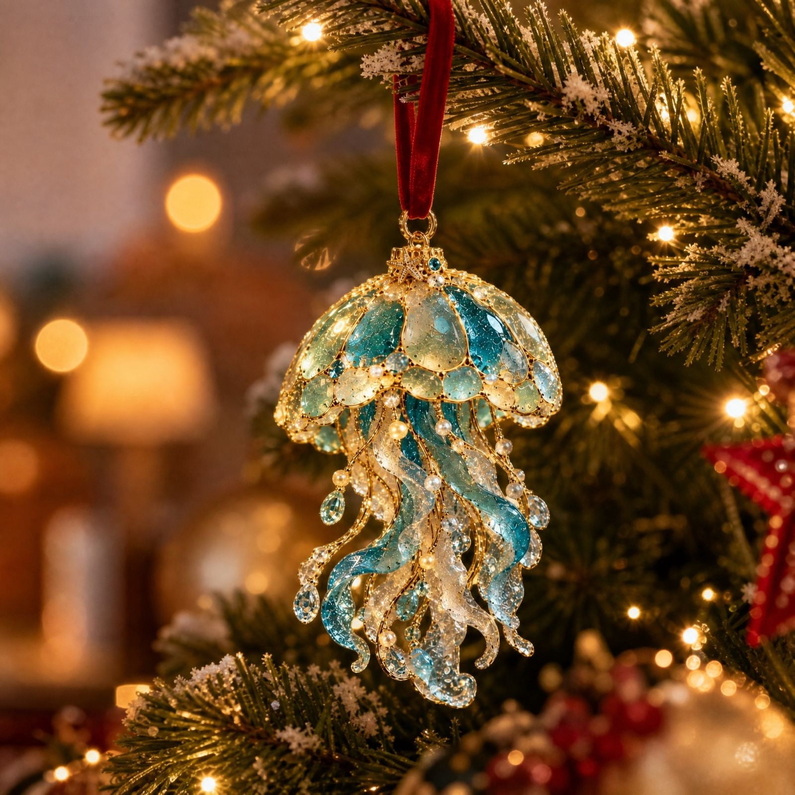 PLPPYFS 2D Handmade Acrylic Ocean Ornament, Ocean Ornaments for