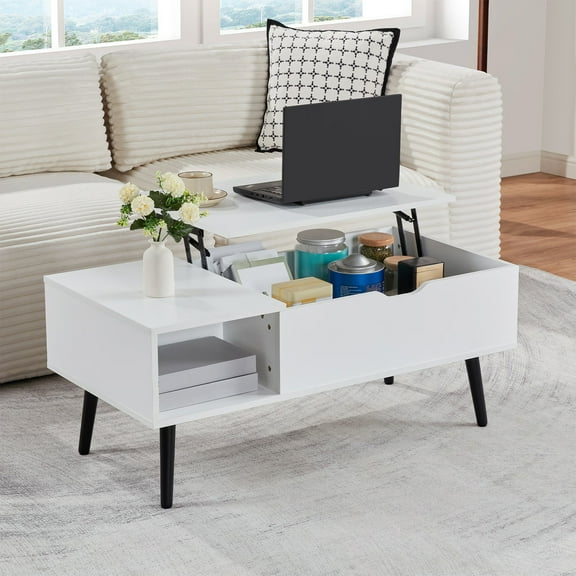 PLPPYFS 39" Coffee Table for Living Room, Lift Top Coffee Table with Storage, Small Rising Wooden Dining Center Table with Storage Shelf & Hidden Compartment, for Living Room, Reception Room