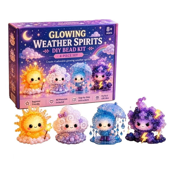 PLPPYFS 3D Beaded Weather Spirits DIY Kit, Cute Weather Spirits Bead Craft Set, Beginner Friendly Halloween Beading Set with Beads Wire Needle Instruction, Handmade Weather Spirits Making Kit