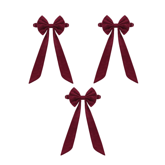 PLPPYFS 3pc Chair Sashes Decorative Bows Chair Sashes Ties Back Ribbon Bows, Red Elastic Spandex Chair Bows Sashes for Wedding, Party, Birthday, Event, Trade Show Decorations