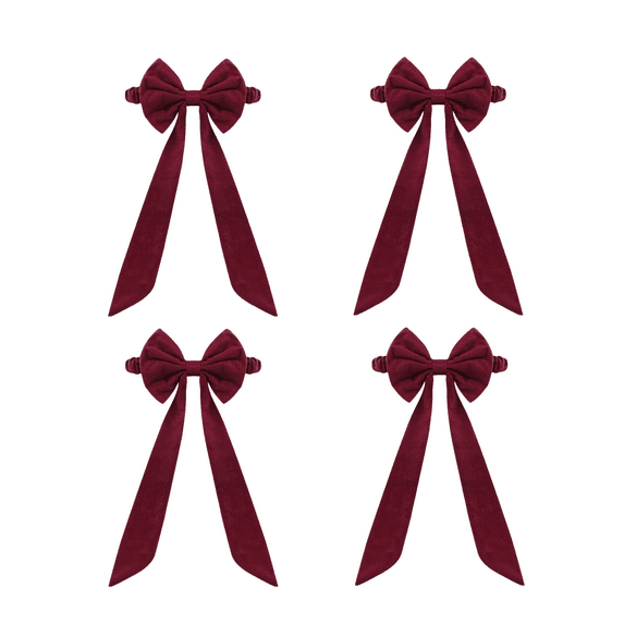 PLPPYFS 4pc Chair Sashes Decorative Bows Chair Sashes Ties Back Ribbon Bows, Red Elastic Spandex Chair Bows Sashes for Wedding, Party, Birthday, Event, Trade Show Decorations