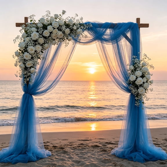 PLPPYFS 5ftx10ft Tulle Backdrop Curtains for Parties, 5x10ft Wrinkle Free Soft Fabric Drapes Wedding White Drapes Backdrop for Birthday Party Decorations Background for Photography