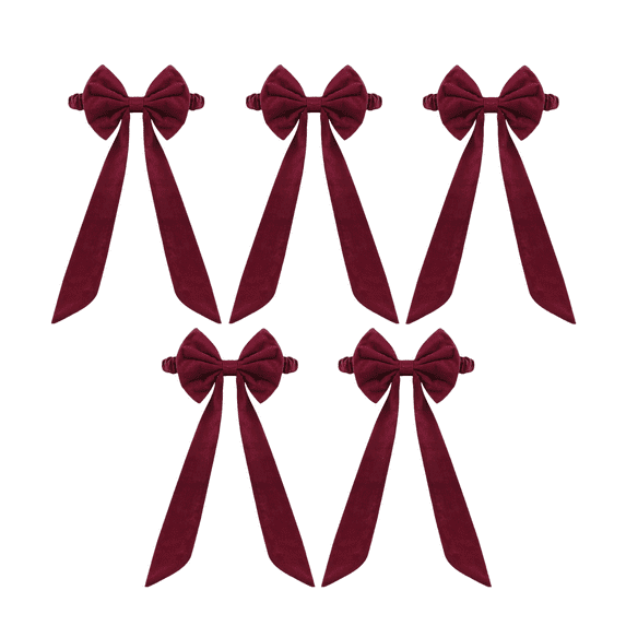 PLPPYFS 5pc Chair Sashes Decorative Bows Chair Sashes Ties Back Ribbon Bows, Red Elastic Spandex Chair Bows Sashes for Wedding, Party, Birthday, Event, Trade Show Decorations